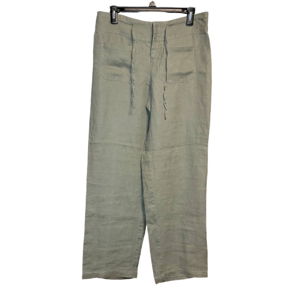 Andrea jovine size 4 100% linen button fly pants Olive green